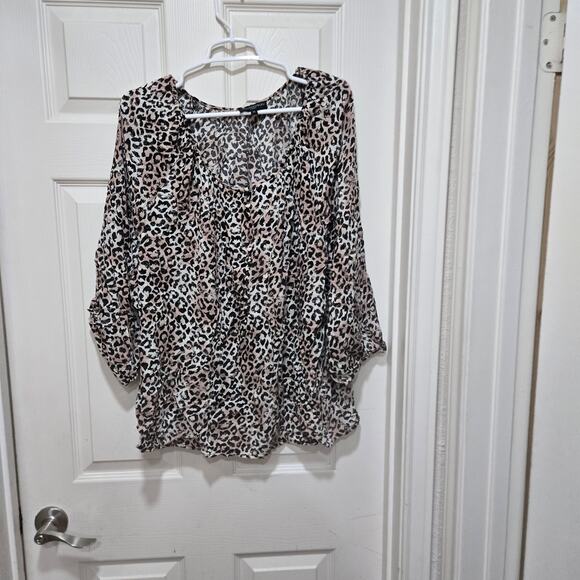 Cynthia Rowley Woman 1X Leopard Print Blouse Pink Black Animal Print Top - Picture 9 of 9